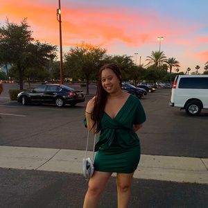 Off shoulder green dress